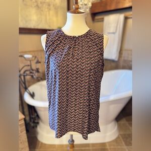 Tommy Hilfiger Navy and Red Chevron Blouse medium